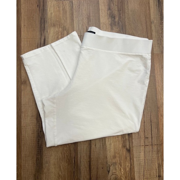 NWOT Eileen Fisher Knit Pants Womens XL White Cropped Tapered Leg Elastic Waist - Picture 1 of 7